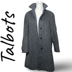 TALBOTS Dark Heather Gray, Wool blend Pea Coat, Button Closure, Pockets, Size 4